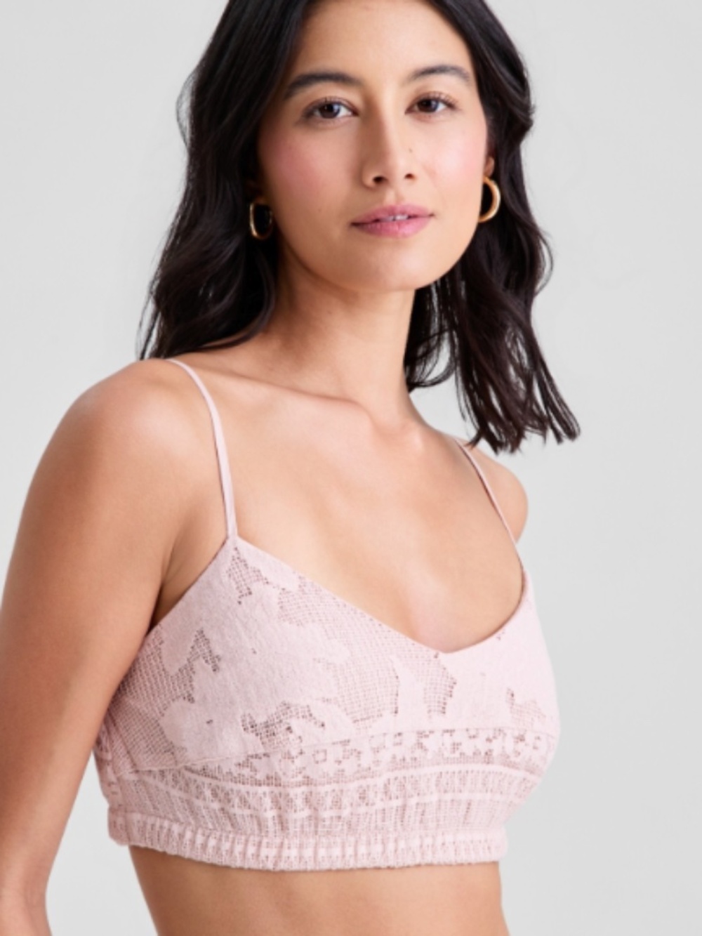And Now This Women's V-Neck Spaghetti-Strap Lace Cotton Blend Bralette XL 5496